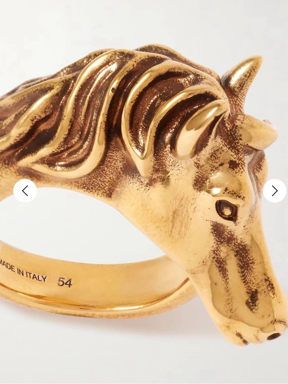 Chloe Gold Horse Head Ring - Made in Italy sz 54